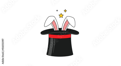 Enchanting rabbit ears emerge from a classic top hat sparking wonder and amusement for all ages