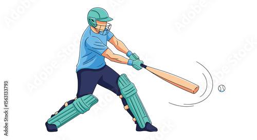 Young athlete practicing batting skills in a sports game for athletic competition training