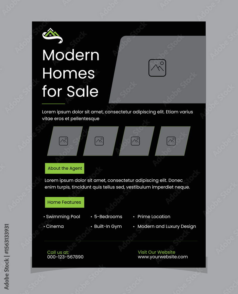 Naklejka premium Luxury Real Estate Flyer Design or One Pager Real Estate Brochure