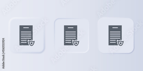 Grey Firearms license certificate icon isolated on grey background. Weapon permit. Set icons in square buttons. Vector