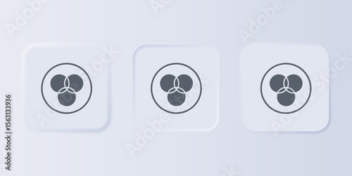 Grey RGB and CMYK color mixing icon isolated on grey background. Set icons in square buttons. Vector