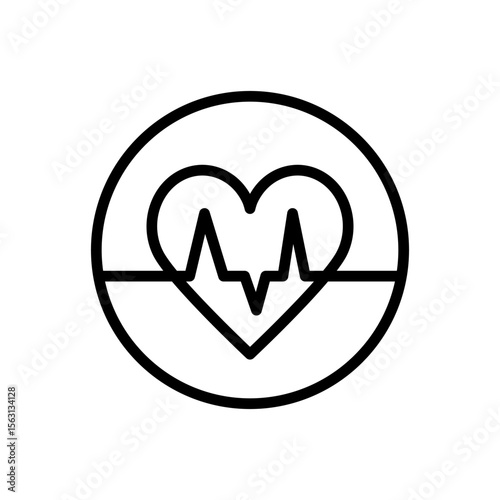 Heartbeat line with heart icon. Heart rhythm concept. Heartbeat logo in simple style. Vector contour symbol. Isolated line icon.