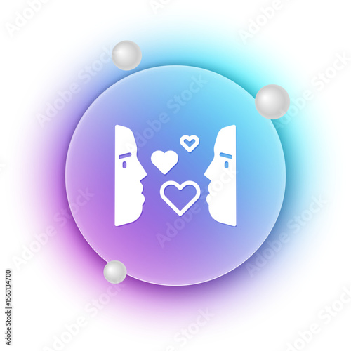 White Love at first sight icon isolated on white background. Blue and purple gradient circle background. Vector