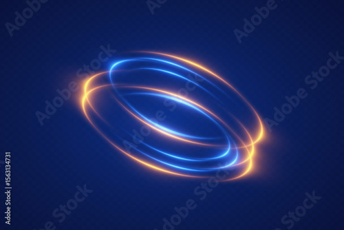 Glowing neon vortex rings and energy effect, magic portal or sci-fi movement.