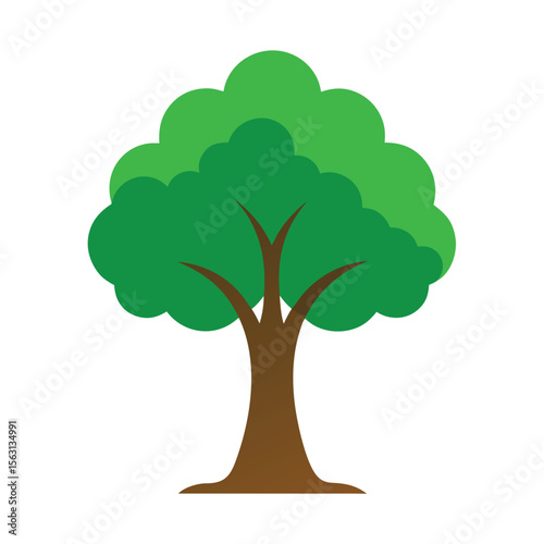 A dynamic vector icon of a tree viewed from a slight angle, providing a sense of depth and natural perspective on a plain white surface.