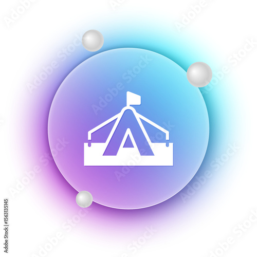 White Tourist tent icon isolated on white background. Camping symbol. Blue and purple gradient circle background. Vector