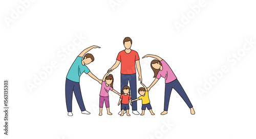 Active family fitness together participating in healthy lifestyle choices enjoying outdoor activities