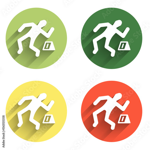Set Crime scene icon isolated with long shadow background. Color circle button. Vector