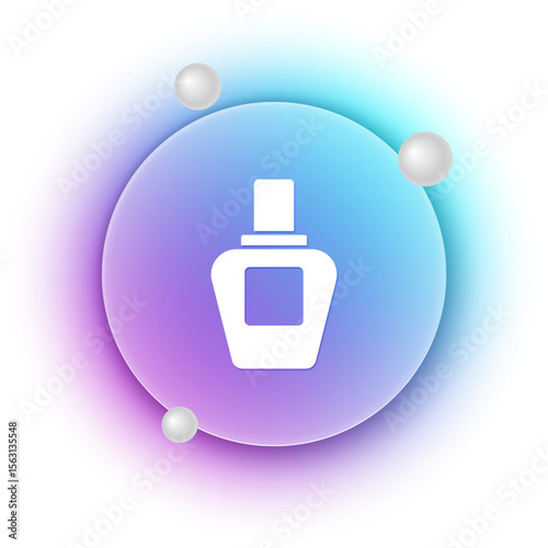 White Perfume icon isolated on white background. Blue and purple gradient circle background. Vector