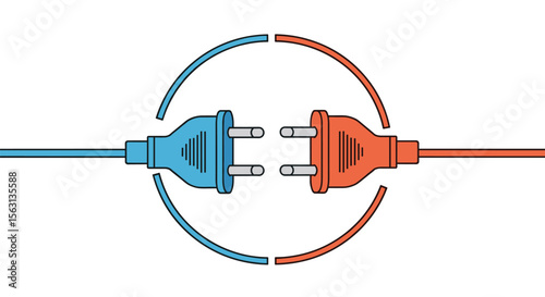 Electrical plugs connecting together in a symbol of unity and collaboration for power generation and energy transfer solutions