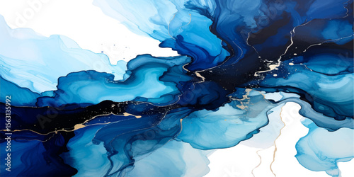 Dynamic blue water splash with a hint of red liquid creating a fresh and vibrant abstract texture