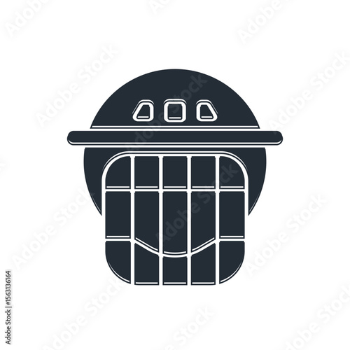 Black Hockey helmet icon isolated on white background. Vector