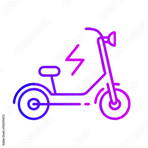 Electric scooter icon in minimalist neon style with purple gradient  