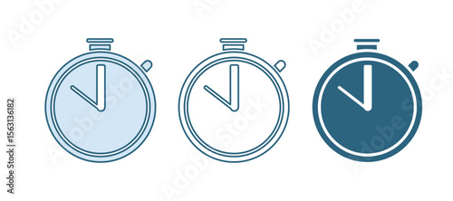 Blue Stopwatch icon isolated on white background. Time timer sign. Chronometer sign. Vector