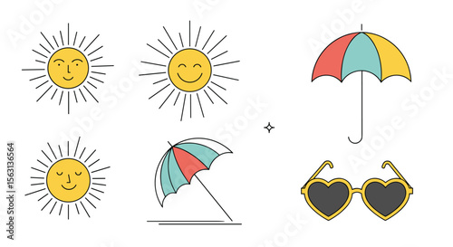 Fun summer vacation beach holiday sunshine fun elements for travel and leisure activities