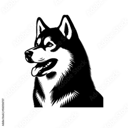Stoic Husky Dog Vector – Noble Arctic Canine Illustration
