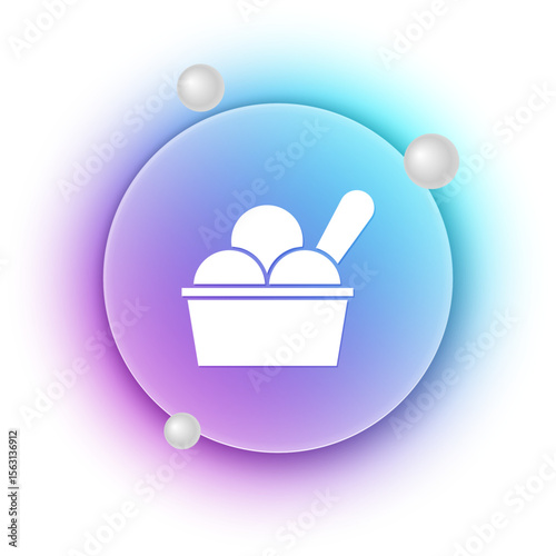 White Ice cream in the bowl icon isolated on white background. Sweet symbol. Blue and purple gradient circle background. Vector