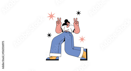 Illustrative depiction of a joyful individual celebrating a momentous achievement with triumphant gestures and sparkling embellishments around them signifying happiness and positive energy