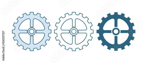 Blue Bicycle sprocket crank icon isolated on white background. Vector