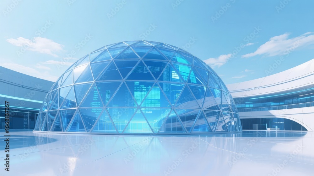 Fototapeta premium Modern Geodesic Dome Structure with Futuristic Design