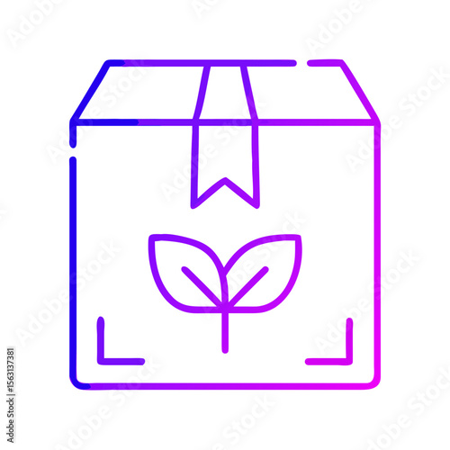 Eco-friendly gift box icon with leaf design in gradient style  