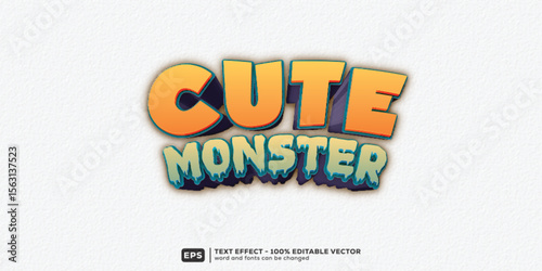 Monster Cute 3D Cartoon Editable Text Effect | Premium Font Template