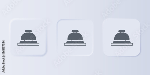 Grey Hotel service bell icon isolated on grey background. Reception bell. Set icons in square buttons. Vector