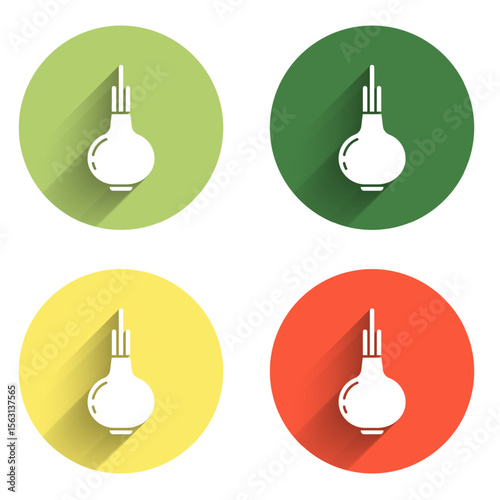 Set Onion icon isolated with long shadow background. Color circle button. Vector