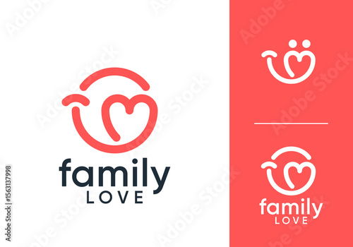 simple smile love family logo. healthcare symbol design concept