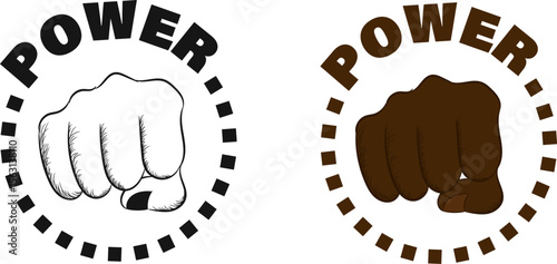Diverse fists in bold vector style with the word POWER. Represents unity, resistance, and strength. Ideal for equality campaigns, t-shirts, activism, and empowerment graphics.
