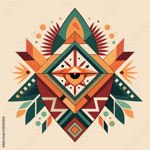 Bohemian Style Alpona Icon Set – Minimal Tribal Colorful Pattern