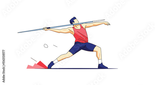 Athlete demonstrates powerful javelin throw technique capturing momentum and precision in athletic competition