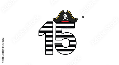 Celebrate the jolly roger pirate number fifteen with this awesome design