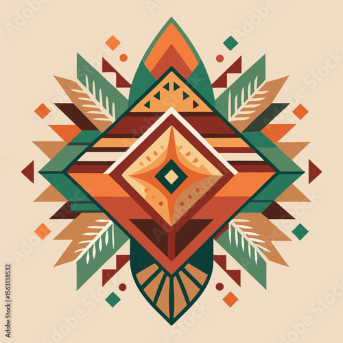 Bohemian Style Alpona Icon Set – Minimal Tribal Colorful Pattern