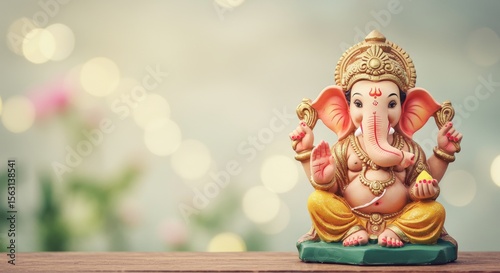 Eco-friendly Ganesha statue with nature-inspired background