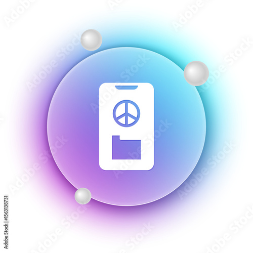 White Peace icon isolated on white background. Hippie symbol of peace. Blue and purple gradient circle background. Vector