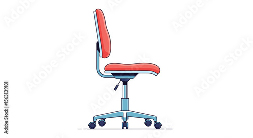 Modern orange ergonomic office chair with adjustable height and swivel base featuring five wheels for easy mobility and comfort in a workspace setting