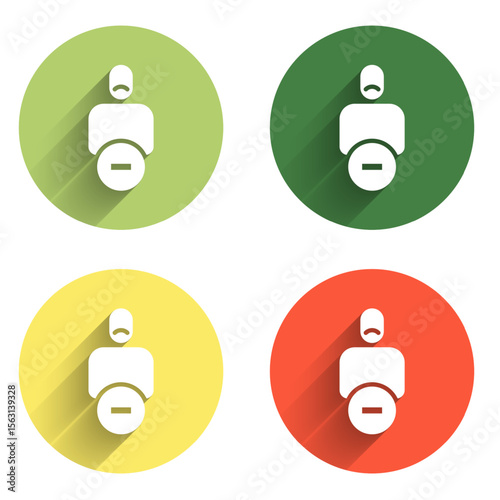 Set Loss of friend icon isolated with long shadow background. Color circle button. Vector