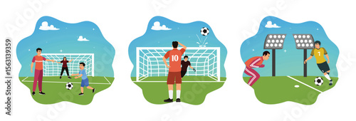 Football game, missed goal kick, exciting and tense match.