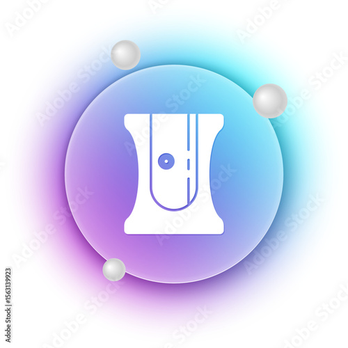 White Pencil sharpener icon isolated on white background. Blue and purple gradient circle background. Vector