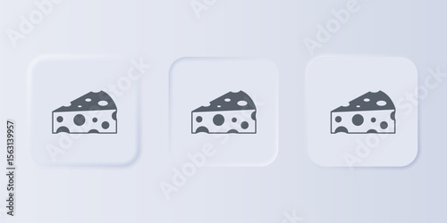 Grey Cheese icon isolated on grey background. Set icons in square buttons. Vector