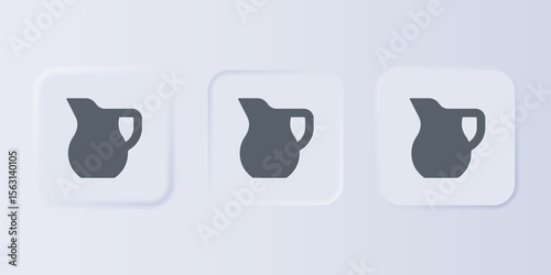 Grey Jug glass with milk icon isolated on grey background. Kettle for milk. Glass decanter with drinking milk. Set icons in square buttons. Vector