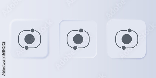 Grey Solar system icon isolated on grey background. The planets revolve around the star. Set icons in square buttons. Vector