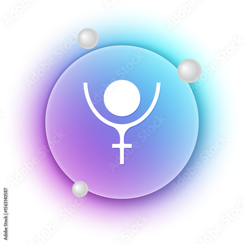 White Ancient astrological symbol of Pluto icon isolated on white background. Astrology planet. Zodiac and astrology sign. Blue and purple gradient circle background. Vector