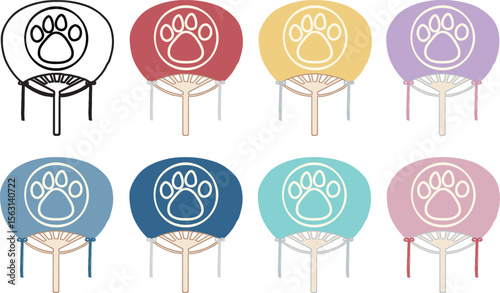 Japanese hand fan - paw pad -set