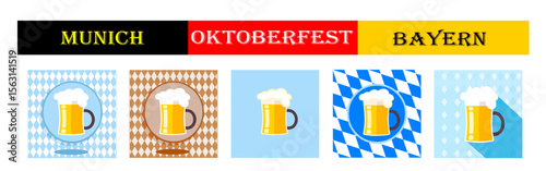 From the "oktoberfest" series, a set of beer mugs with different variants of bavarian ornaments and backgrounds