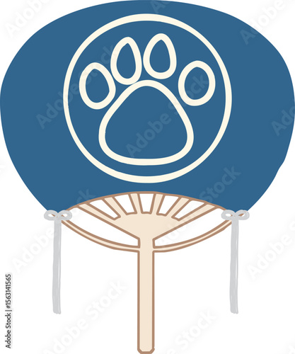 Japanese hand fan - paw pad -darkblue