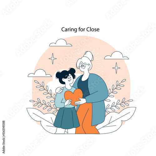 Connection Between Generations. Flat Vector Illustration