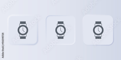 Grey Wrist watch icon isolated on grey background. Wristwatch icon. Set icons in square buttons. Vector