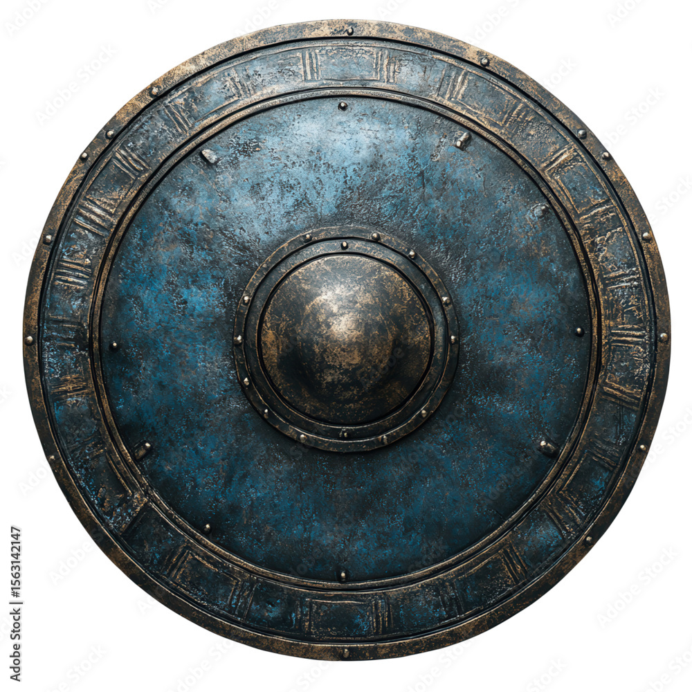 Fototapeta premium old metal shield on transparent background